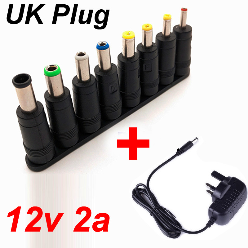 Universal 110V 220V a 12V 2A DC AC Cable de alimentación Jack Cable de carga adaptador de conector 2,5 2,1 MM para enrutador altavoz cámara: Rojo