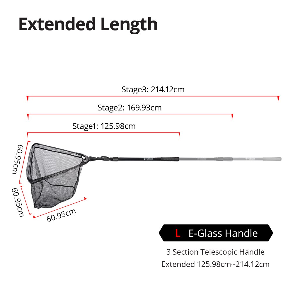 KastKing 90cm,160cm,210cm Folding Fishing Net Triangular Landing Fishing Network 3 Section Telescopic Hand Fish Net