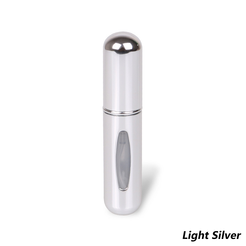 Wielokrotnego napełniania Mini Spray do perfum butelka aluminiowy rozpylacz przenośna kosmetyczka podróżna pojemnik perfumy butelka przechowywanie w domu: Light Silver