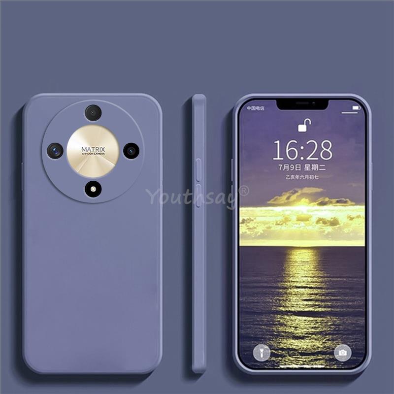 Coque en silicone liquide pour Honor X9b X9a X8A X7A, étui de protection souple en TPU d'origine: Tissu de coton / Violet