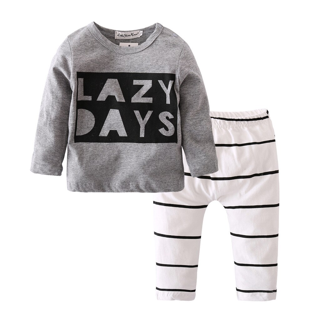 Efterår baby drenge tøj baby tøj sæt bomuld langærmet bogstav t-shirt+bukser nyfødt baby pige tøj sæt