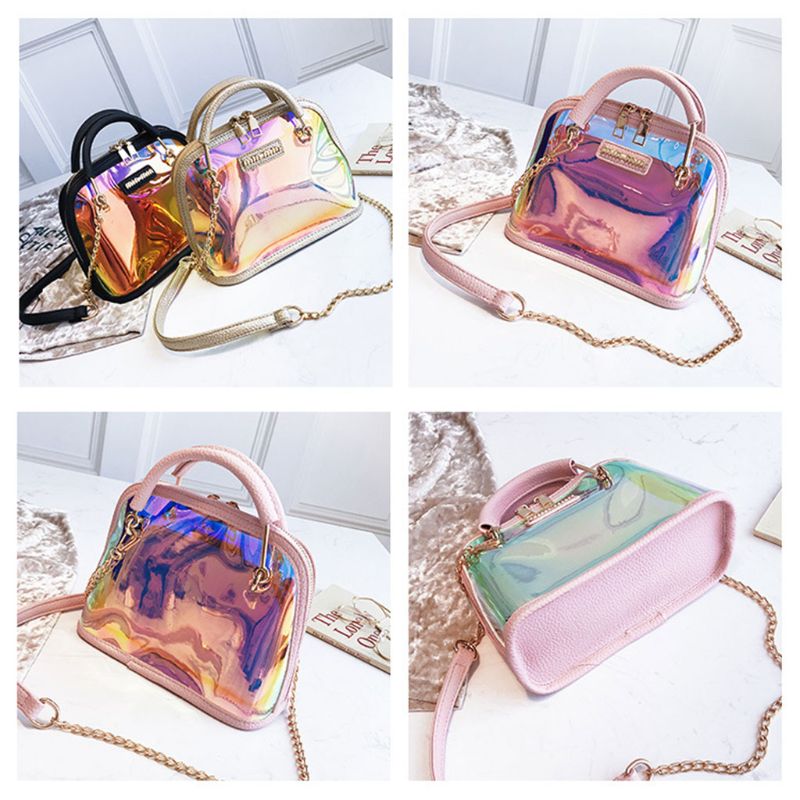 Vrouwen Holografische Transparante Kleine Handtas Satchel Messenger PVC Crossbody Schoudertas Purse