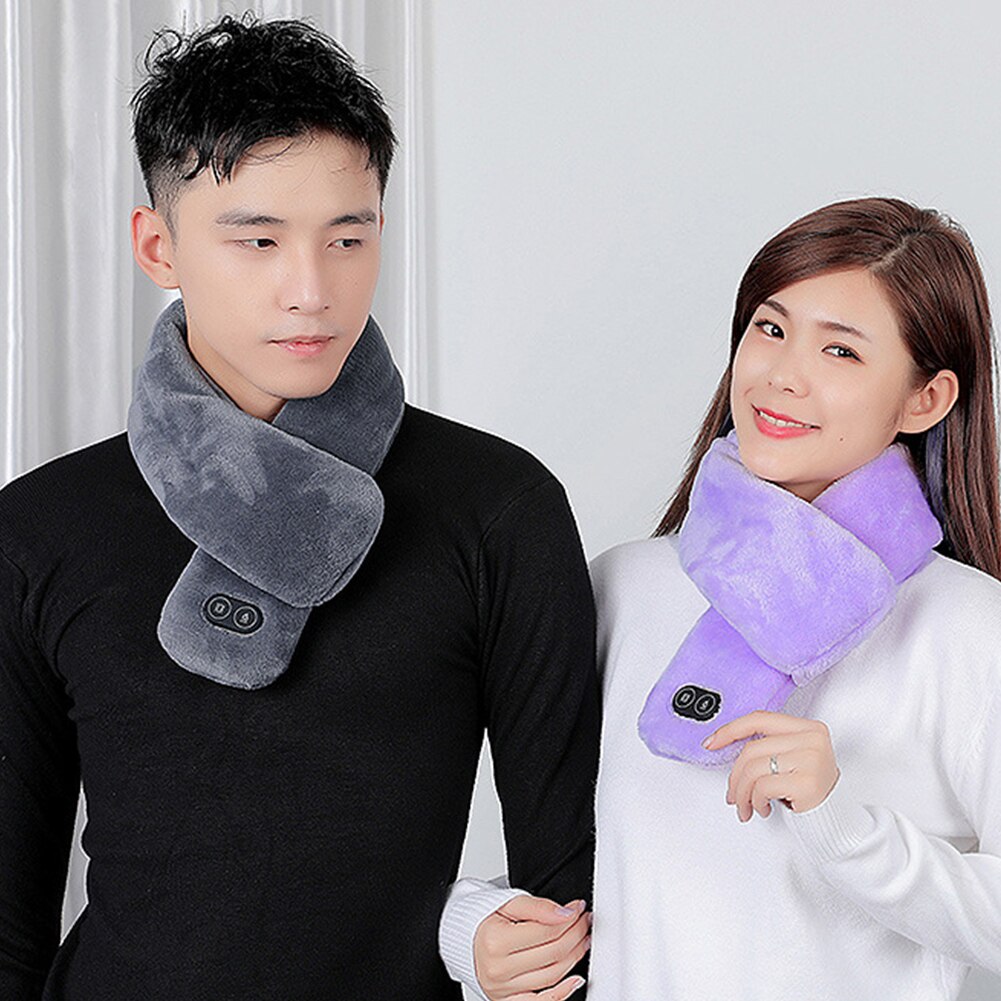 Kvinder mænd temperatur kontrol skulder vaskbar hals wrap vinter varm smertelindring sjal udendørs sport usb opvarmet halstørklæde