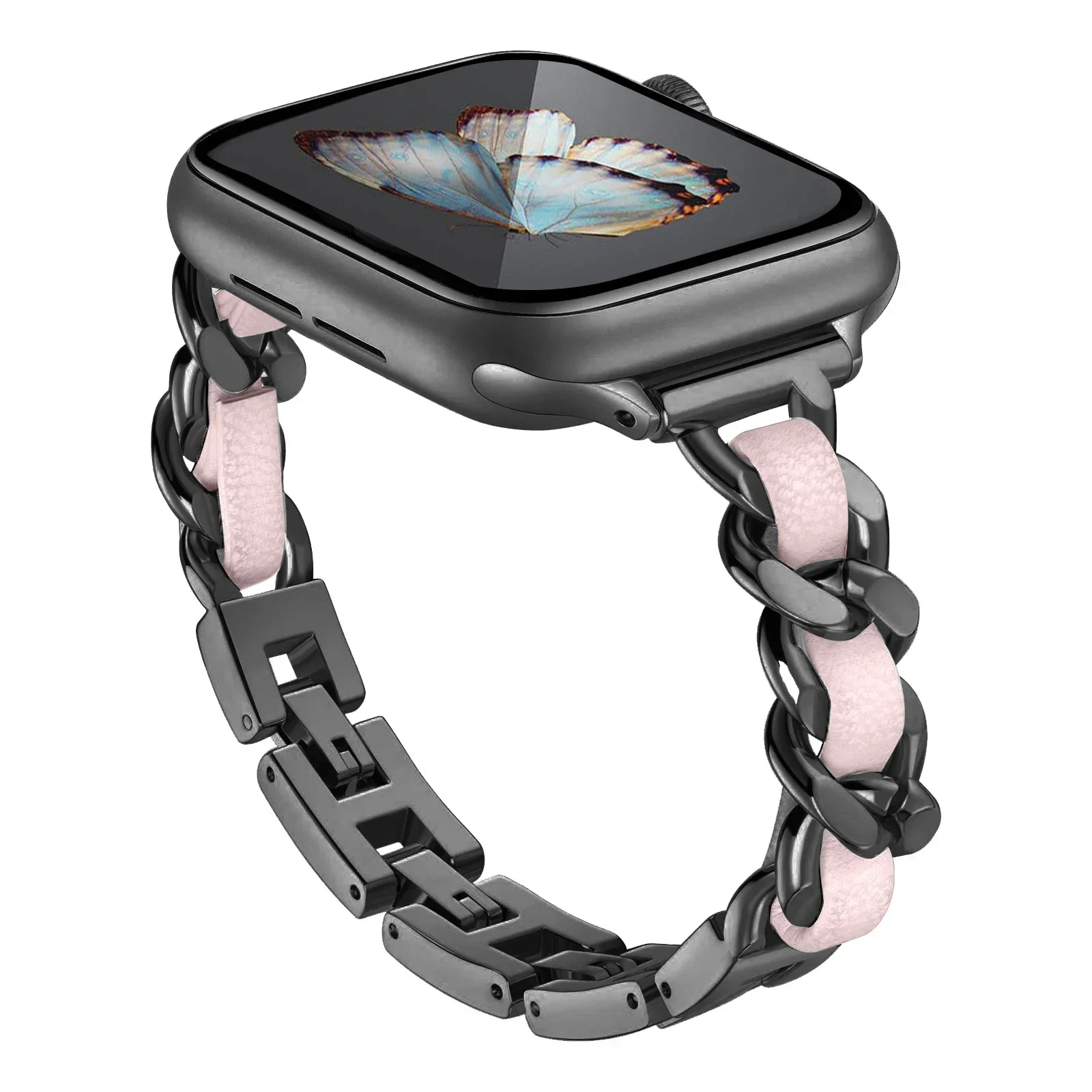 Stainless Steel Strap for Apple Watch Band 49mm 38mm 42mm 40mm 44mm Metal Bracelet iWatch Series 8 7 6 SE 5 4 3 2 1 ultra Strap: Argent blanc / 12mm