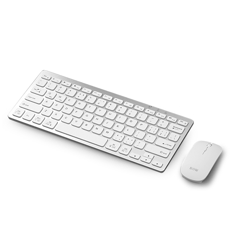 B.O.W Small Rechargeable Keyboard Bluetooth , Keyband and Mouse Wireless Combo For Computer, Laptop, Tablet: Silver keyboard kits
