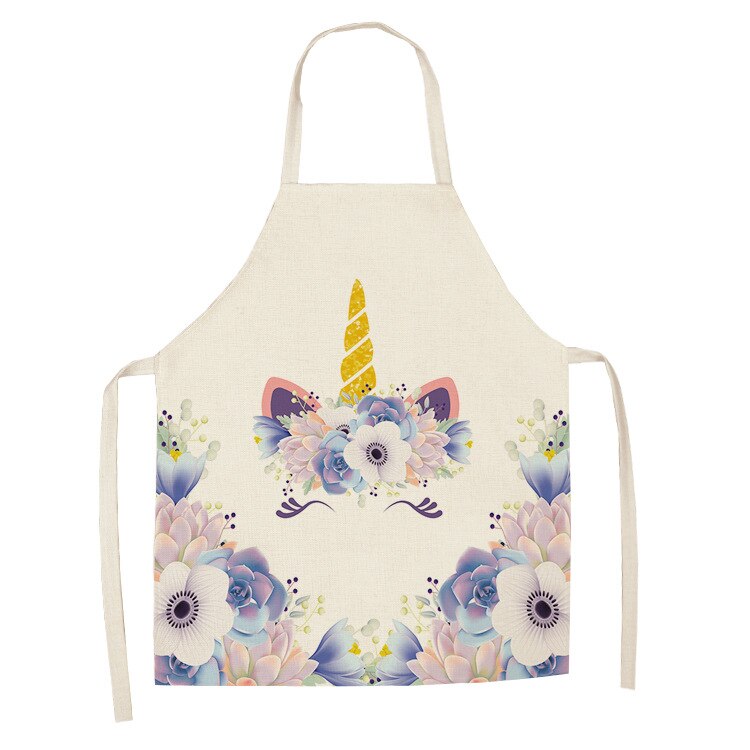 Unicorn Kitchen Apron Cartoon Parent-child Sleeveless Apron Cotton Linen Aprons for Adult Home Cleaning Tools Bibs