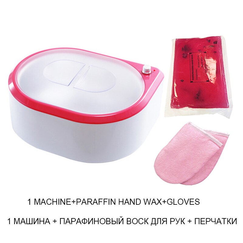 Parafina hænder maskine håndvarmer til paraffin bad fodbad voksvarmer til depilering voks-smelt hårfjerningsenhed eu-stik: Rødt sæt 2