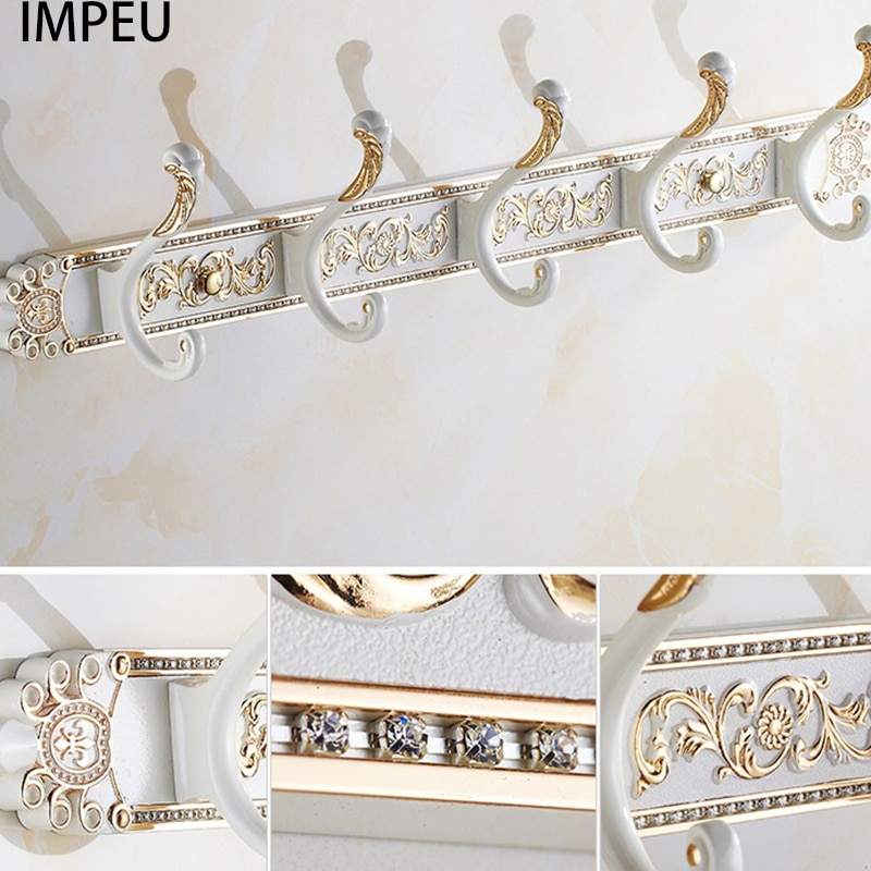 Impeu veggmontert krokstang , 3- kroker , 5- kroker , 6- kroker, klesstativ i flere størrelser, fast metall, multi sytle, boutique hotell samling