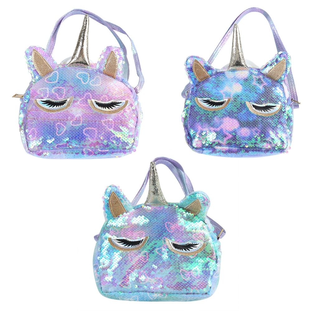 Dieren handtassen voor meisjes reizen vrouwen cartoon print schouder crossbody tas pailletten pu portemonnee messenger bag