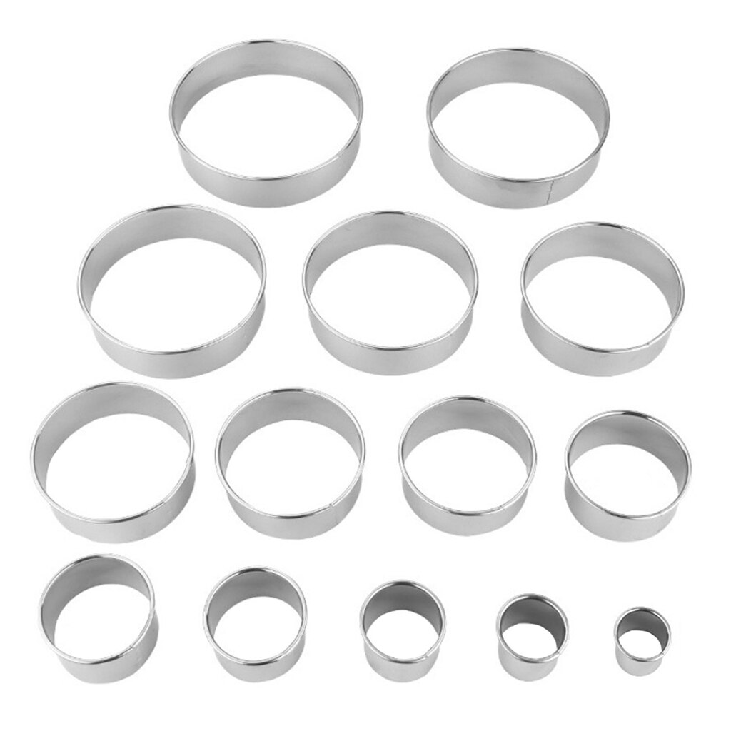 Stainless Round Cookie Biscuit Cutter Kit 14 Pieces Heavy Duty Assorted Size