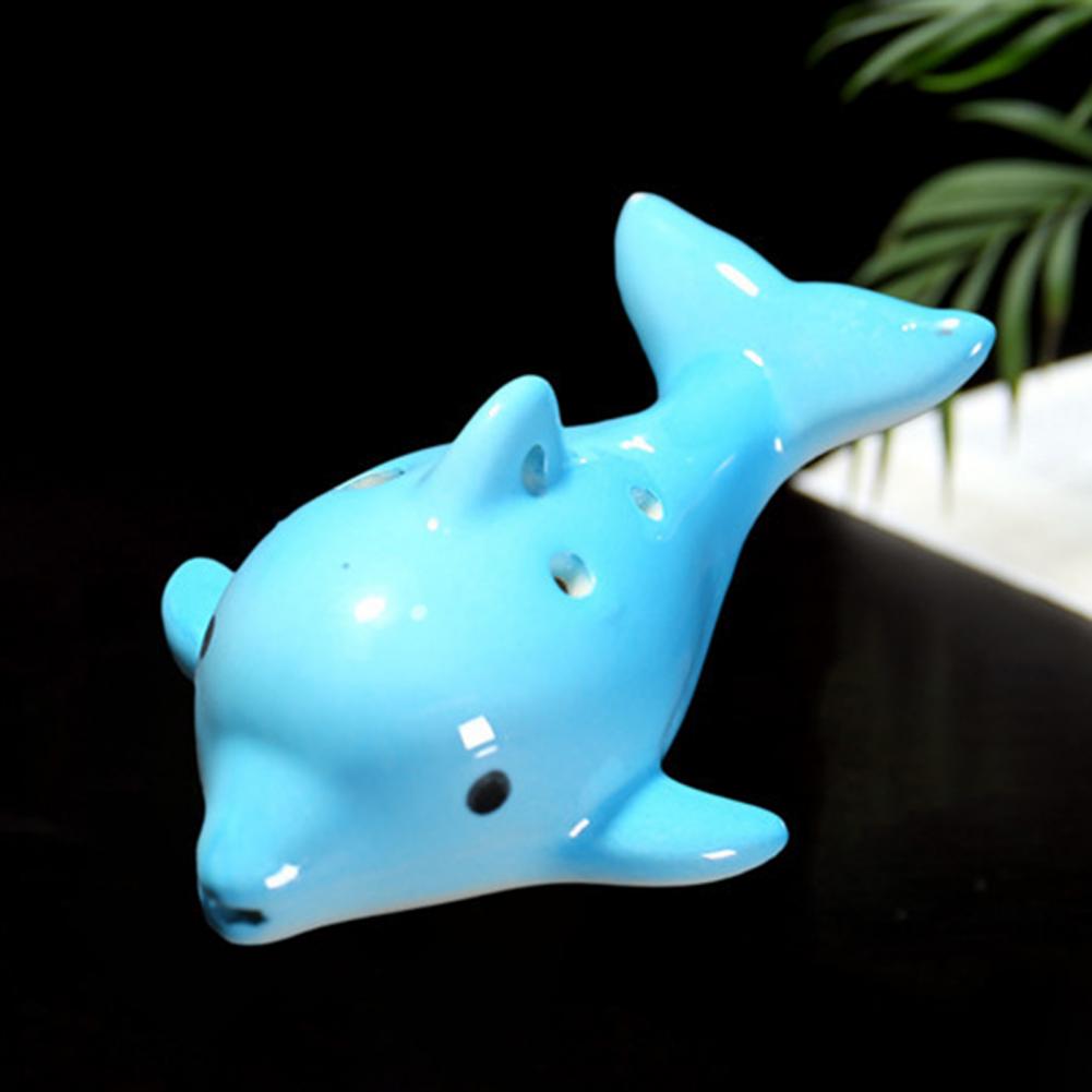 Mini Melodious Cartoon Dolphin Musical Instrument Ocarina Ceramic Musical Ocarina Ergonomic for Novice