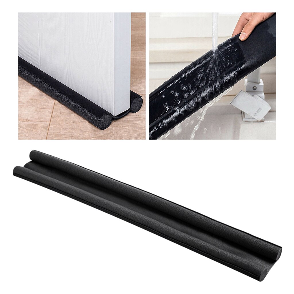 Twin Door Draft Stopper Protector Noise Blocker Draught Excluder 36 inch Black
