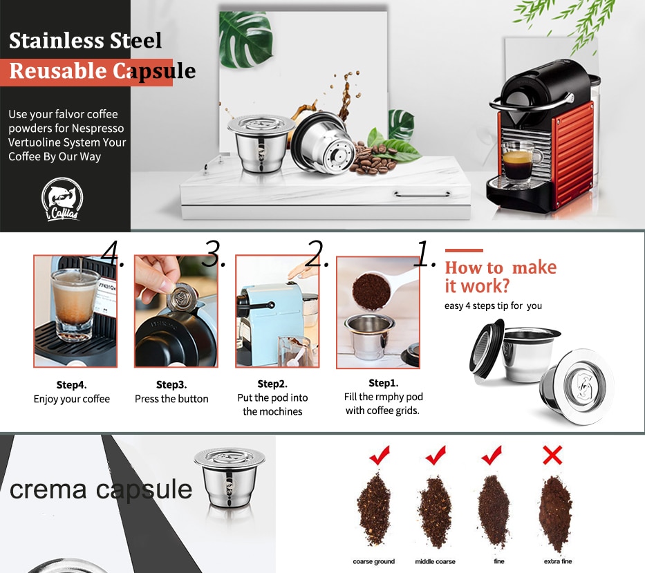 Icafilascapsule Voor Nespresso Reutilisable Hervulbare Capsule Crema Espresso Herbruikbare Hervulbare Koffie Filter