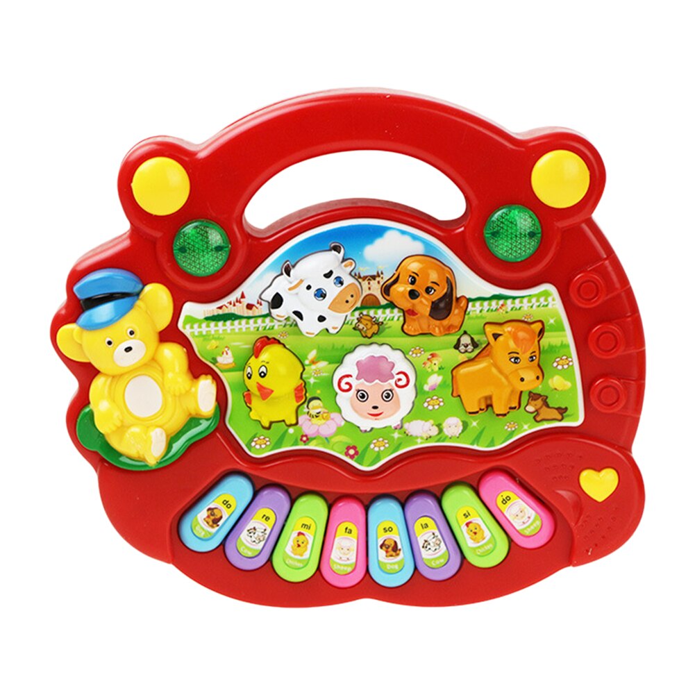 Piano con sonido de animales de granja chinos para niños, Juguete Musical de animales, teclado con sonido, instrumentos musicales: Red