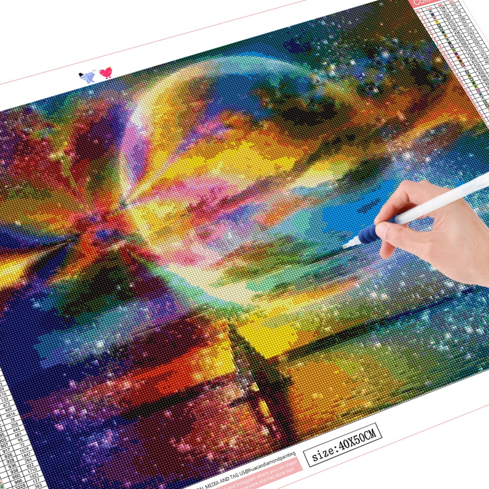 HUACAN Diamant Malerei Landschaft 5D Diy Volle Runde Diamant Stickerei Mosaik Hand Heimat Dekor