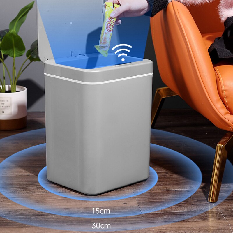 Smart Sensor Prullenbak Automatische Touchless Keuken Badkamer Vuilnisbak Waterdichte Brede Opening Afval Emmer Kantoor Papier Mand