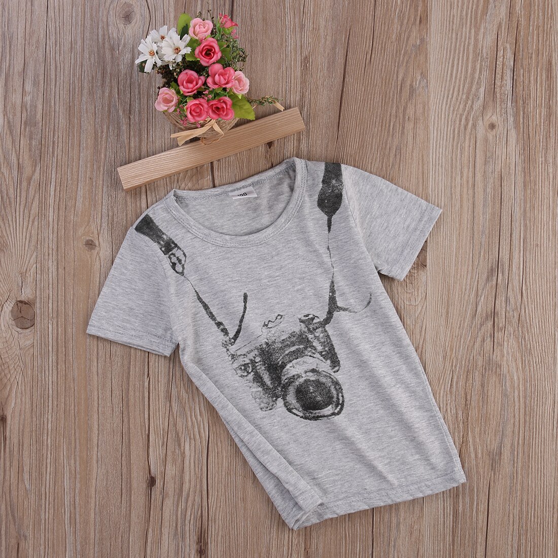 1-8Y Zomer Casual Kinderen Kids Jongen Katoenen T-shirt Gedrukt Camera Korte Mouwen O-hals Tops Tees Jongens Kleding Top