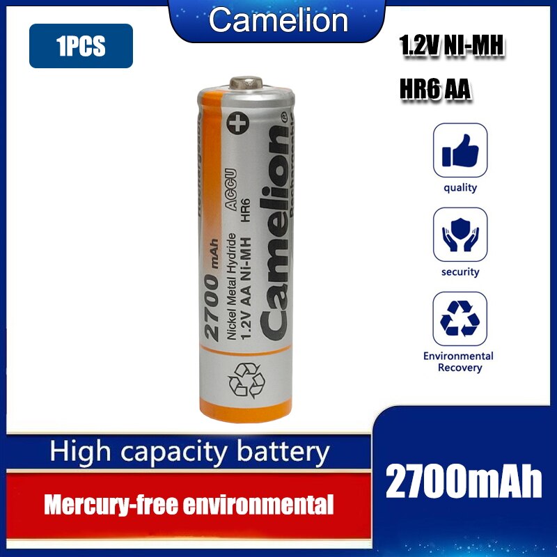 Camelion 2700mAh 1.2V AA Battery NiMH Ni-MH Rechargeable Battery Low self discharge high capacity: 1pcs