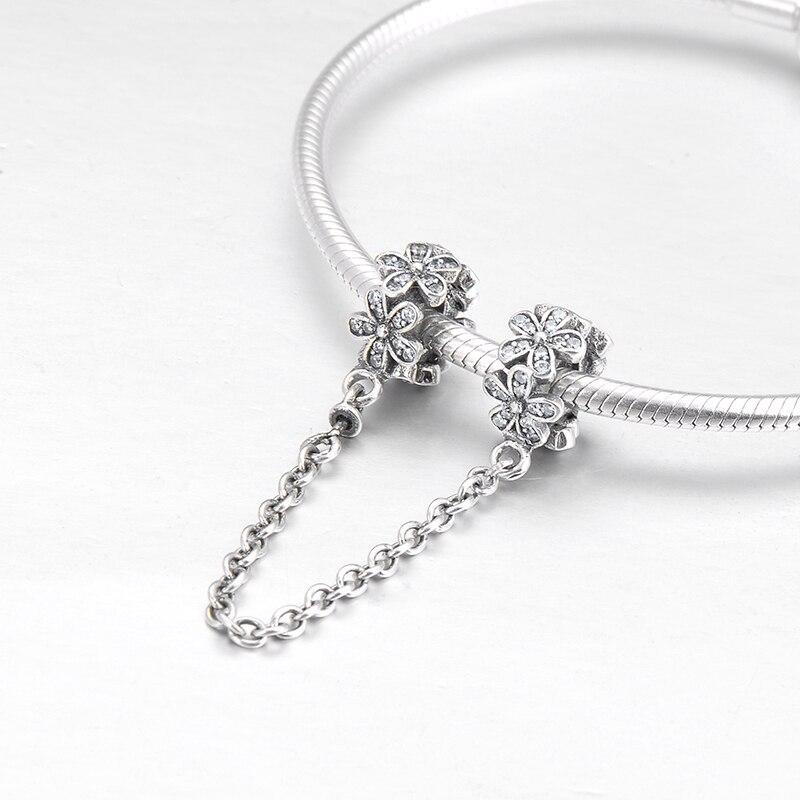 925 Sterling Silber blümchen DIY für Sicherheit Kette Perlen Fit Original Europäischen Charme Armband Schmuck machen