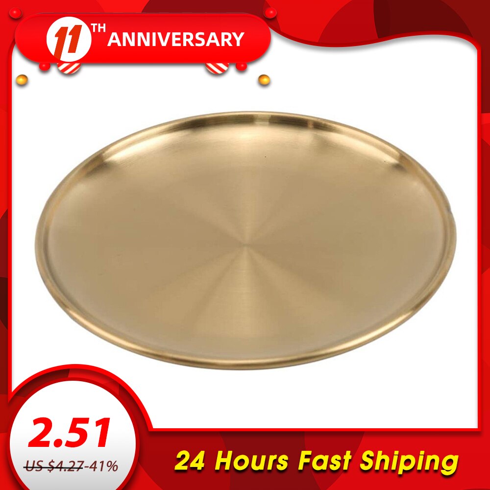 Assiette à manger en acier inoxydable, plats dorés plateau rond gâteau plateau de maquillage Steak occidental articles de table Style européen outils de cuisine
