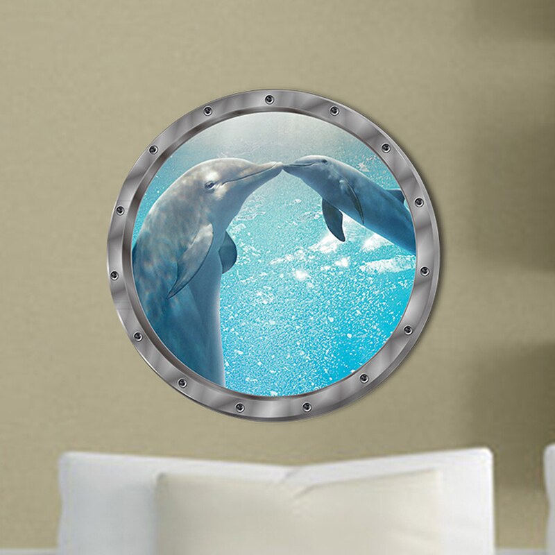 1PC Underwater Fish Wall Stickers Waterproof Dolphin Turtle Sticker for Washing Machine Decoration for Bathroom Decals PVC