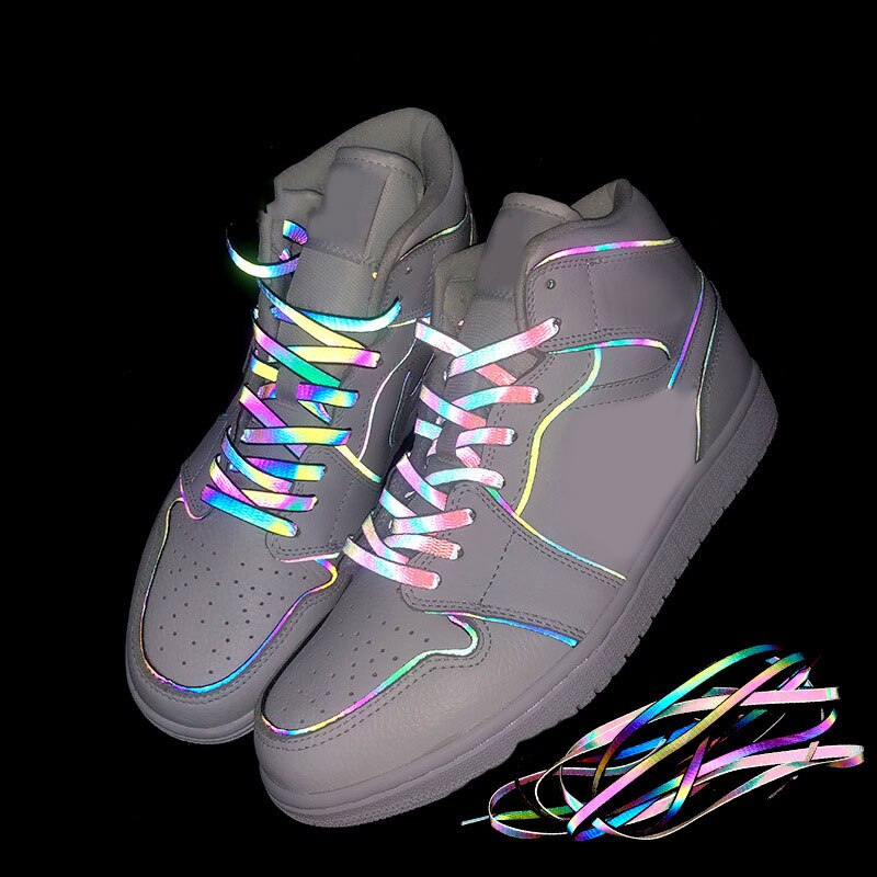 1 Paar Fluorescerende Schoenveters Platte Canvas Sneakers Veters Lichtgevende Kleurrijke Schoenveter Unisex Glow In The Dark Night Schoen String
