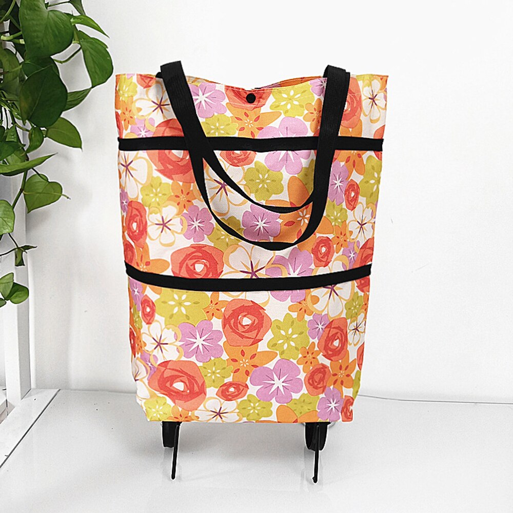 Foldable Shopping Pull Cart Trolley With Wheels Shopping Bags Reusable Grocery Food Vegetables Eco Large Waterproof Storage Bag: Style 2 C