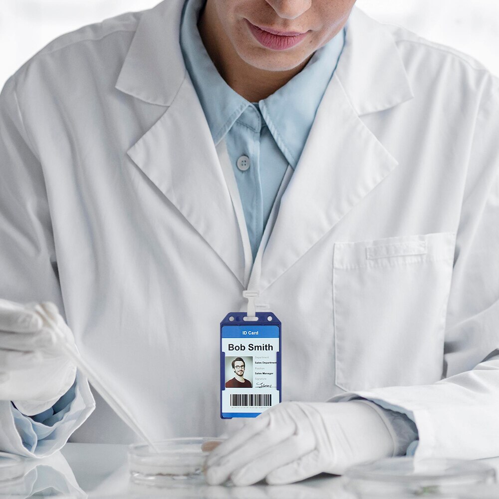 Bestom 2pcs Vertical ID Card Case Bus Pass Cover Single-sided Card Protector School Card Holder Office Supplies