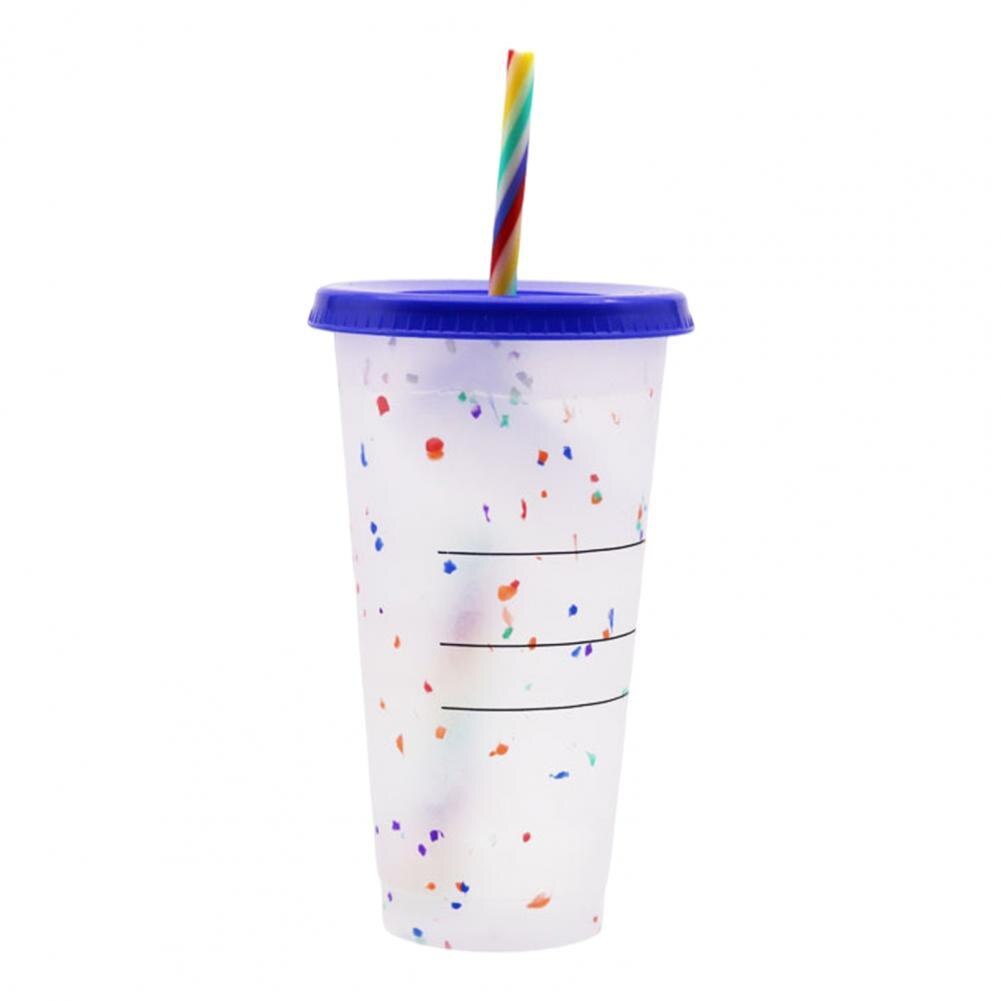 Reusable Straw Cup Water Tumbler Plastic Cup Sequined Glitter Water Mug Tumbler with Straw Drinking Cup vaso con tapa y pajita