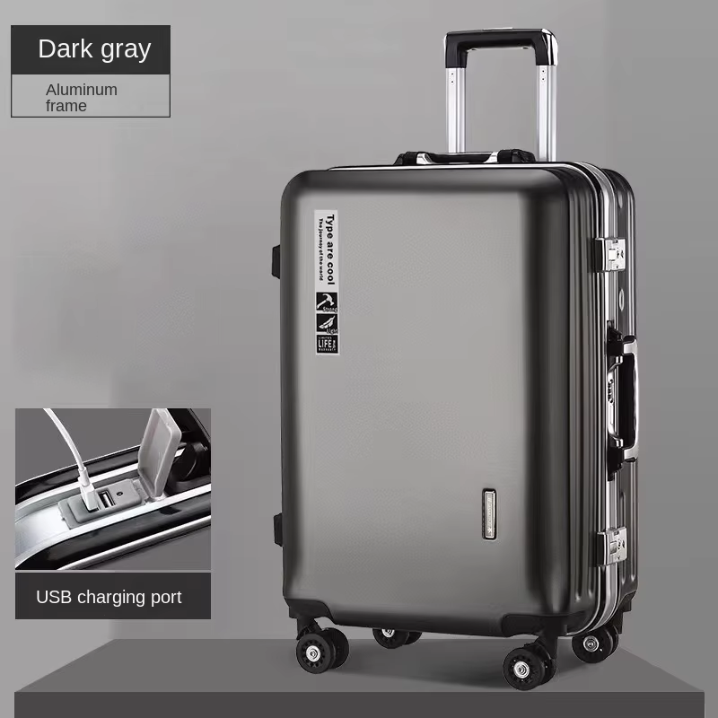 20 22 24 28 inch koffers op wielen Aluminium frame Handbagage Trip Cabine Trolley Reistas Wachtwoordslot Rits: green / 20"