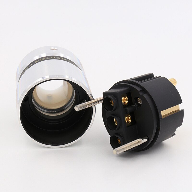 1x24 k chapado en oro enchufe de alimentación de Shuko DIY cable de alimentación AC conector de alimentación de Shuko para tubo amplificador reproductor de CD