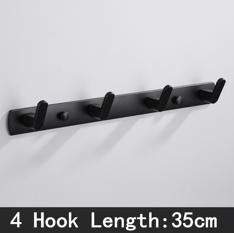 Zwart Wit Gewaad Haak Badkamer Handdoek Haken Handdoeken Zak Hoed Haak Wandmontage Kleding Coat Hook Muur Hanger Badkamer Hardware: Black- 4 Hook