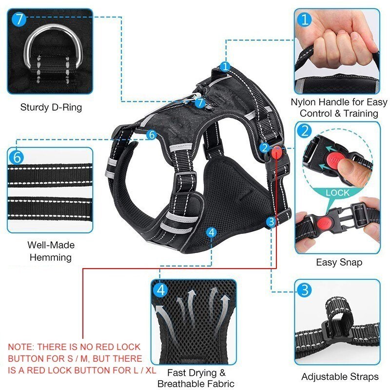 Benepaw Ademend Geen Pull Grote Hond Harnas Vest Zachte Verstelbare Reflecterende Duurzaam Pet Harness Medium Grote Hond Controle