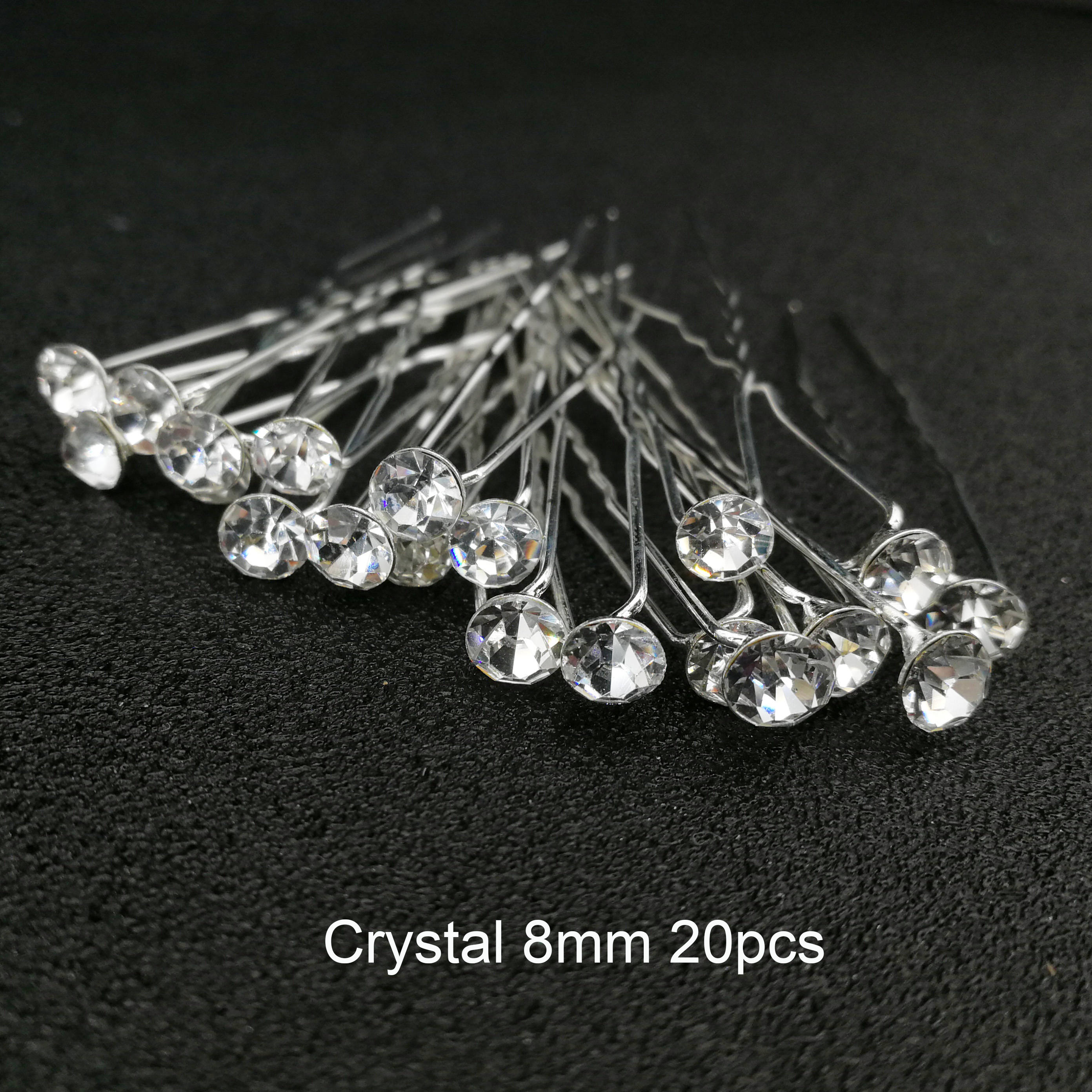 Women U Shape Flower Hairpins Metal Barrette Pearl Clip Wedding Bridal Hair Accessories Wedding Hairstyle Tools: Crystal 20pcs