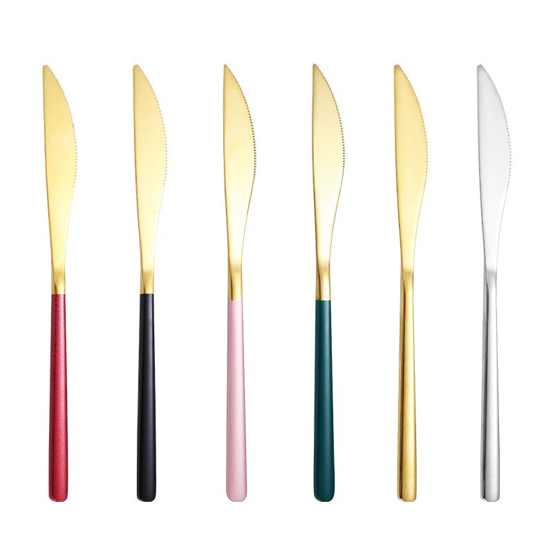Flat Handle Stainless Steel Steak Knife Butter Marmalade Knives Cheese Blades Beautiful Tableware Kitchen Accessories