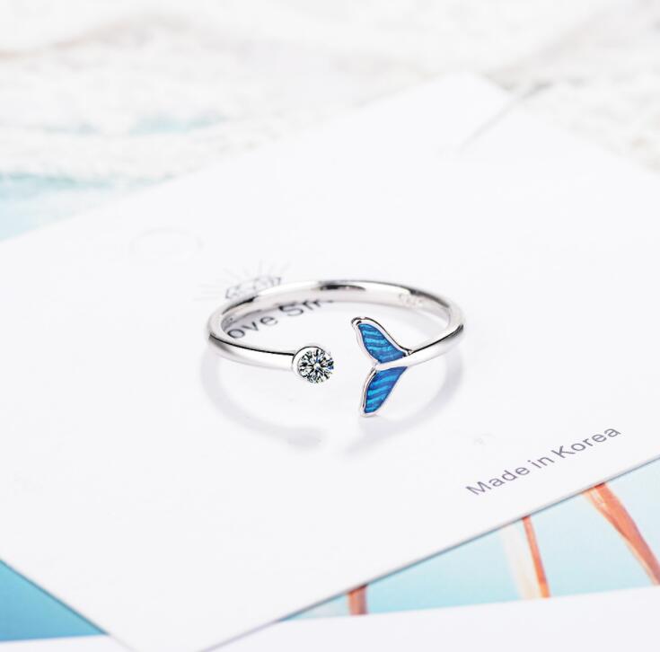 Vrouwen unieke verstelbare opening verzilverde vinger ring retro gesneden teenring zeemeermin staart vorm kubieke zirkonia ringen