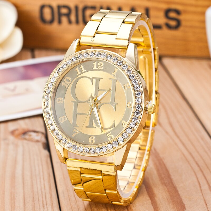Horloges Vrouwen Mode Quartz Horloge Dames Horloges Luxe Kristal Goud Roestvrij Staal Horloges Relogio Feminino