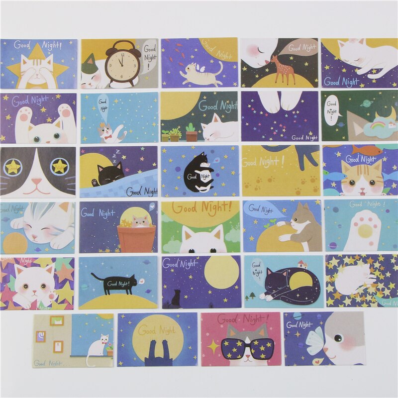 40 Stks/doos Kat Night Mini Papier Sticker Set Decoratie Diy Dagboek Scrapbooking Afdichting Sticker Kawaii Briefpapier