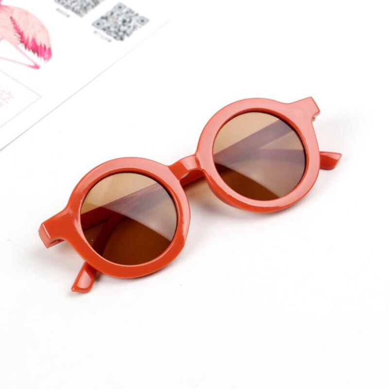 Gafas de sol con forma redonda para niños y niñas, anteojos de sol infantiles bonitos con de dibujos animados, gafas de sol redondas de estilo urbano, gafas de bebé: Naranja