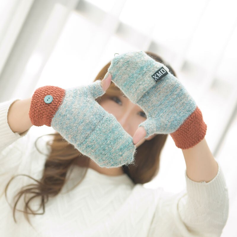 2020 kvinders cashmere strikkede vinterhandsker efterår vinter varme tykke handsker touch screen skiløb handsker jul tilbehør: Lyseblå