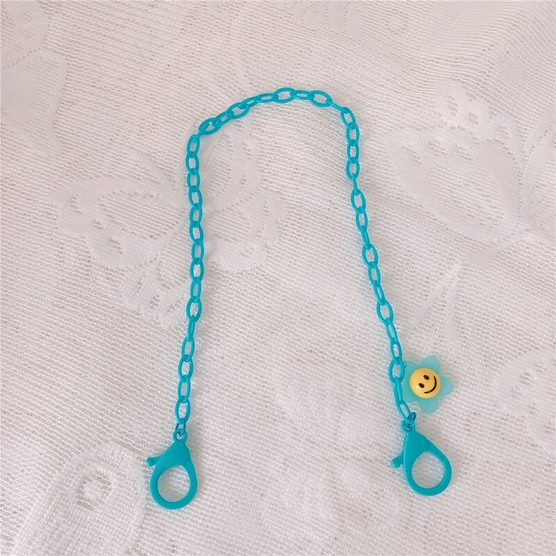 Cute Colorful Smily Anti-lost Face Cover Lanyard Adjustable Mask Chain for Women Neck Chain Glasses Strap Necklace Strap Holder: flower blue