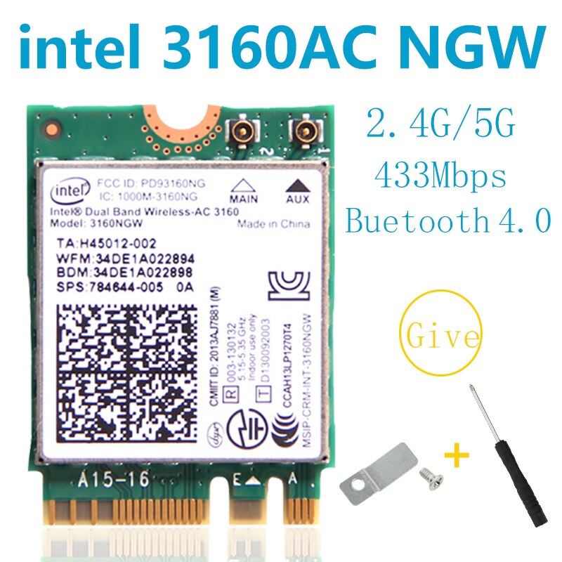 Wireless network card AX210 tri band 5374M Bluetooth5.2 supports 6G AX200 AC9260 8265 8260 7265 7260 3168 3165 3160 WI-FI card: Intel 3160AC NGW