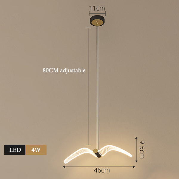 Modern Pendant Light Seagull Art Acrylic Indoor Ceiling Lamp Chandelier Bedside Lighting Kitchen Fixtures Home Decor: Warm White / black