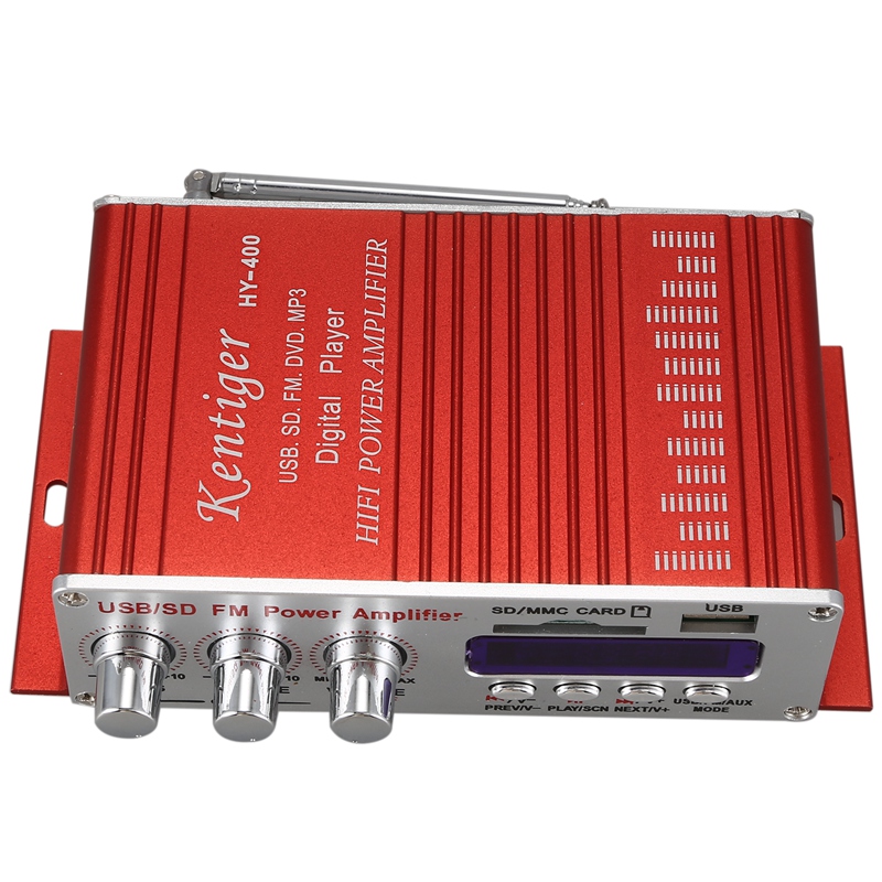 Kentiger hy- -400 hi-- fi autoradio mit verstärker,  mp3 lautsprechern, fm-radio, lcd-display, powerplayer für auto und motorrad, fernbedienung
