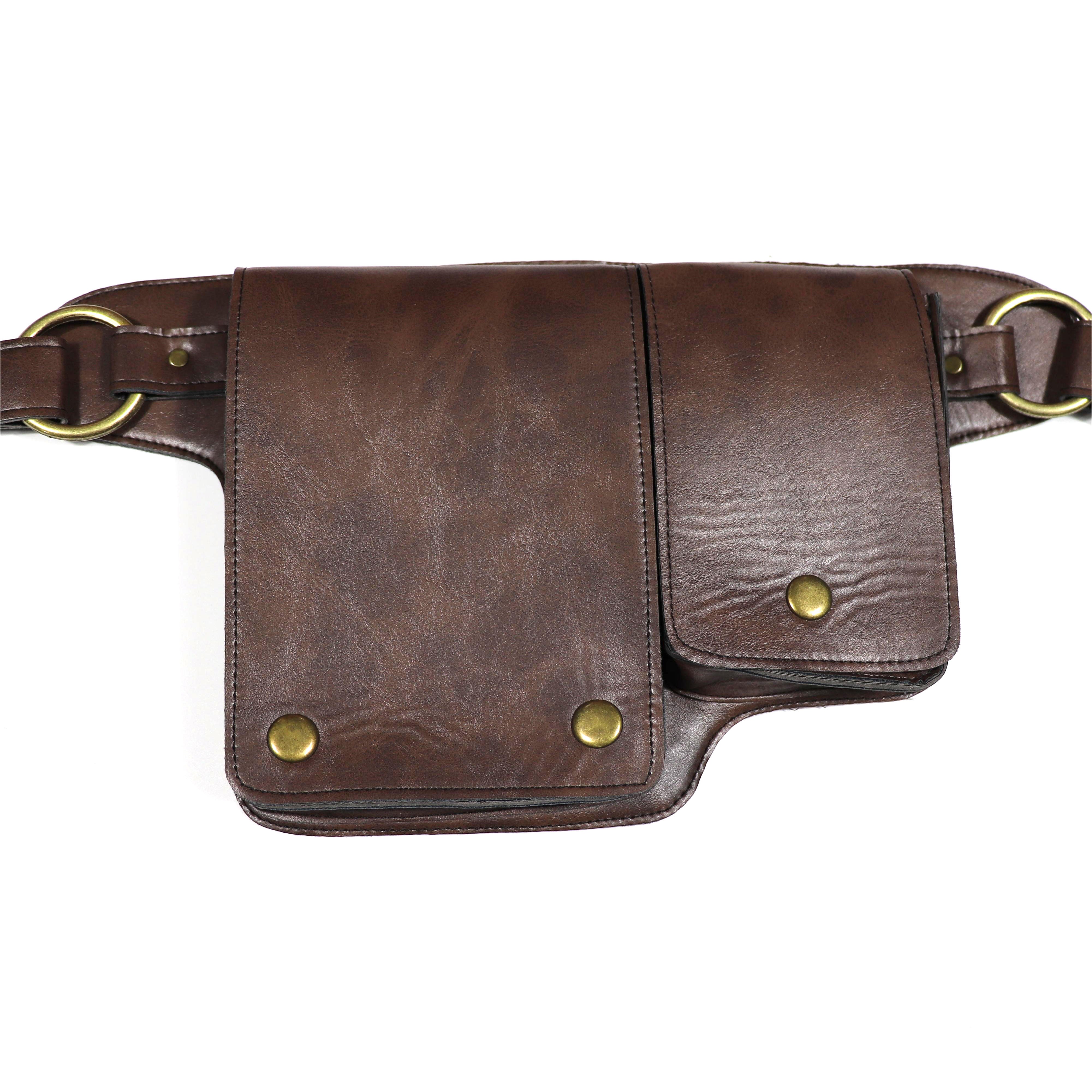 Medieval Adjustable PU Leather Utility Belt Pocket Women Vintage Hip Bag Waist Pack Viking Warrior Larp Cosplay Accessory Wallet: Dark Grey
