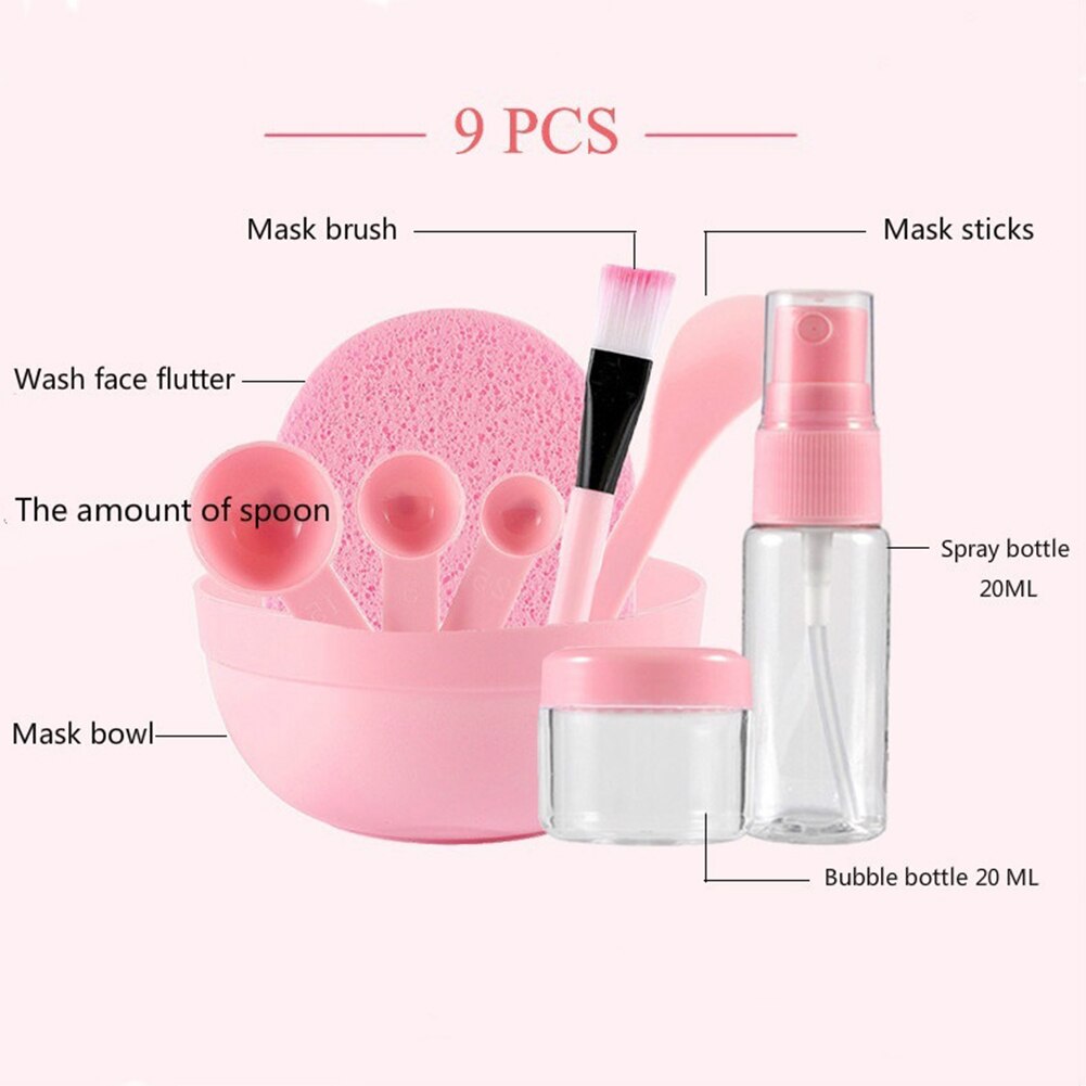 9 st diy mask skål borste skönhetsverktyg hemgjord stick spray flaska mätsked