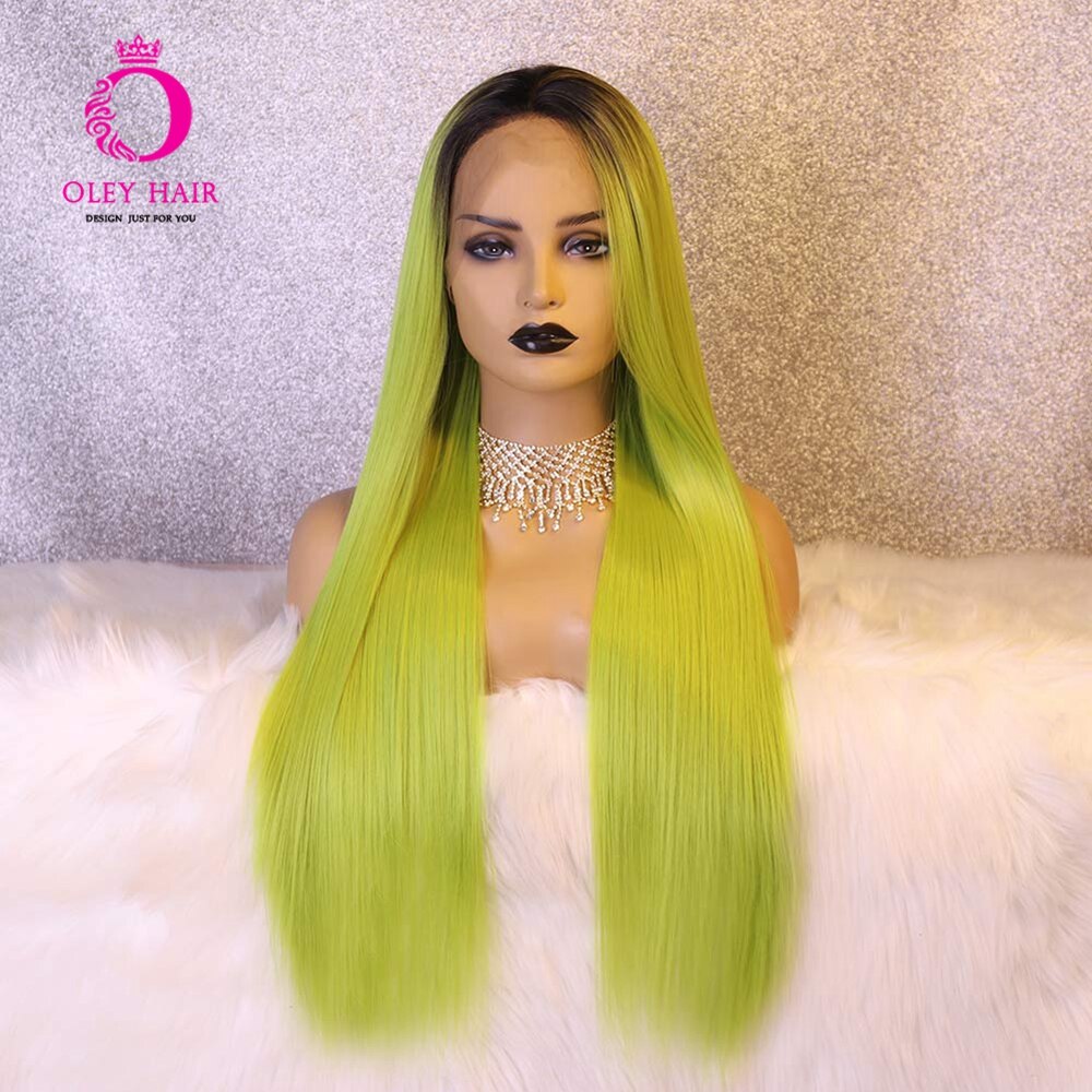 Green Wigs Synthetic Lace Front Wig Heat Resistant 22-26 Inch Drag Queen Glueless Long Cosplay Wigs For Black Women Oley Hair