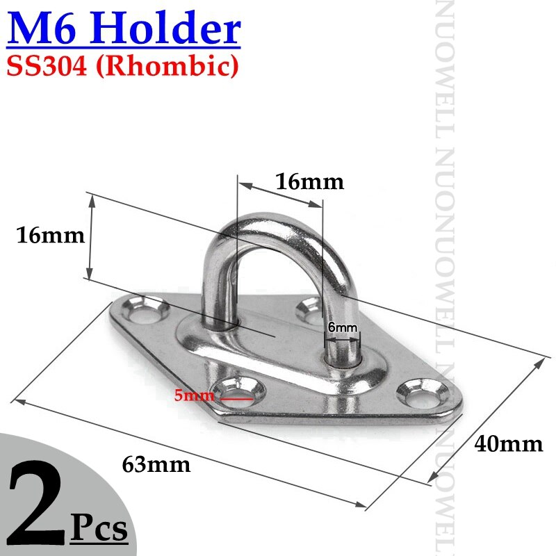 2Pcs M5 M6 M8 304 Rvs Houder Touw Haak Sluiting Connectors Deur Bout Haak Zonnescherm Netto Dekzeil Installatie onderdelen: M6 Rhombic