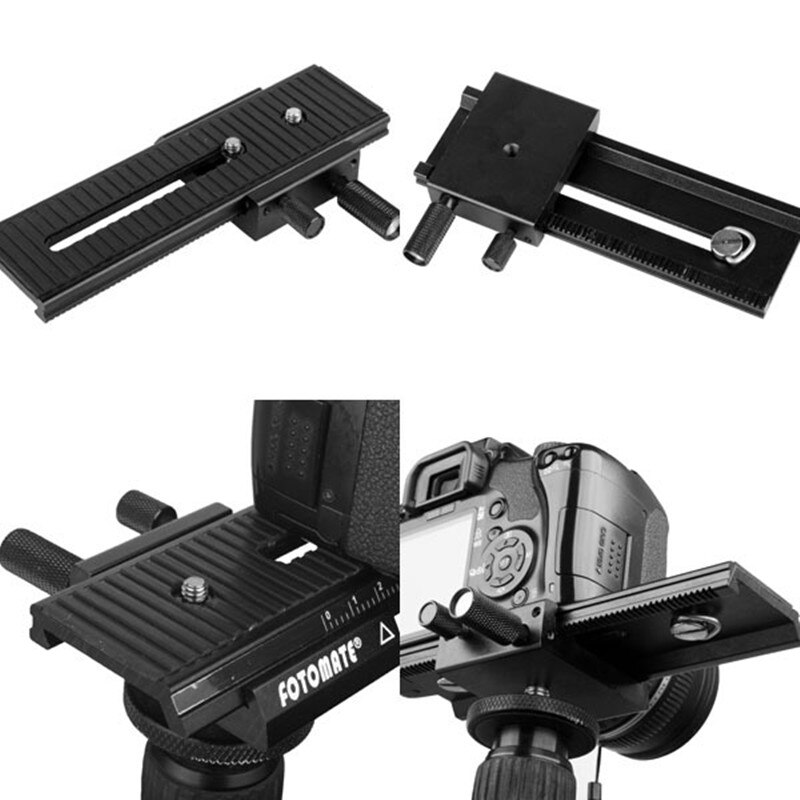 2 Weg FOTOMATE LP-01 Macro Focusing Rail Slider Voor Can & n Nik & n S & ny Pentax DSLR 1/4 "Schroef Scherpstellen Movable