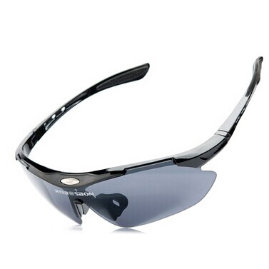 Fiskeri briller solbriller brand cykel cykling mountain mtb solbriller briller 5 linser + integrere nærsynethed mænd kvinder: Sort ramme 5 linser